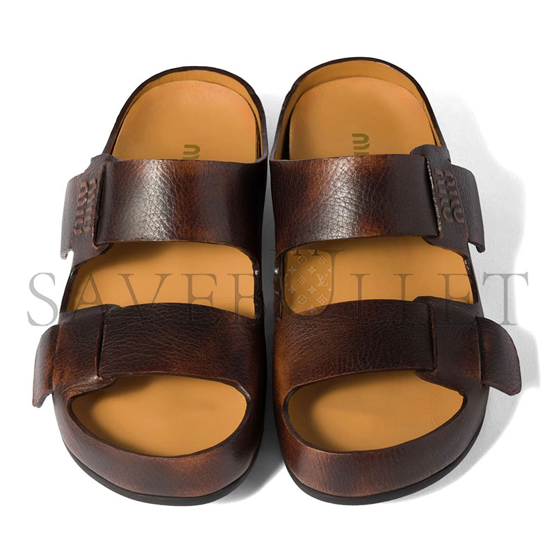 MIU MIU BLEACHED LEATHER SANDALS 5XX674